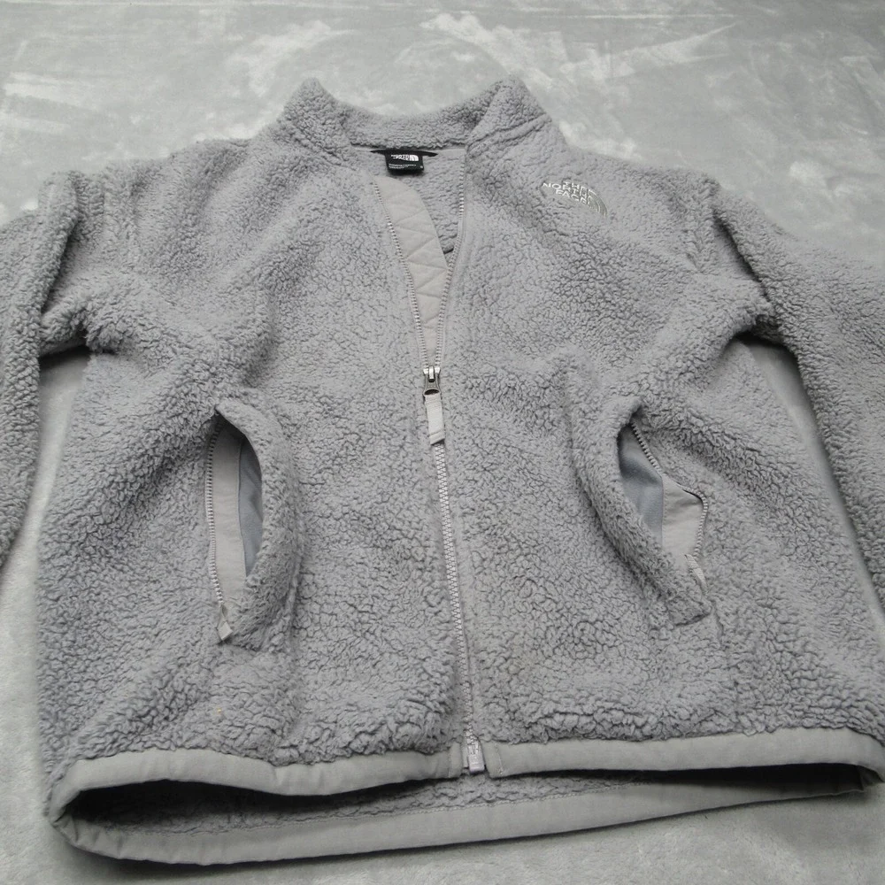 The North Face Jacket Women Medium Gray Banded Collar Fleece Full Zip Hiking